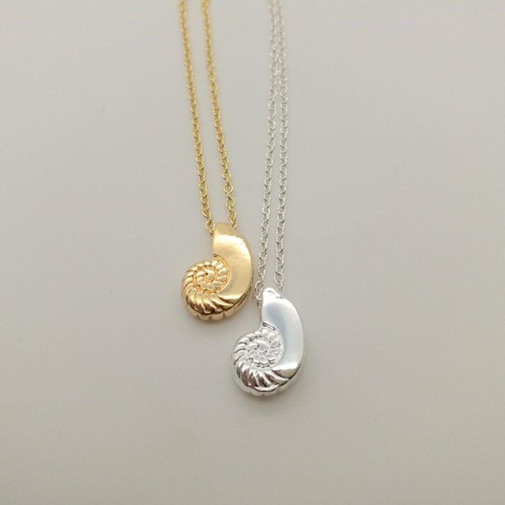 Needway   Kalung Fashion Bergaya Perak Disepuh Hadiah Tema Laut Gaya Pantai Choker Alloy Kerah Keong Laut Shell
