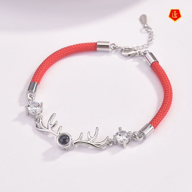 [Ready Stock]Korean Style Simple Red Rope Small Antlers Bracelet