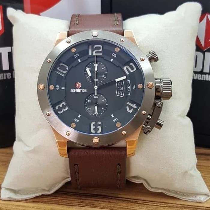 JAM TANGAN EXPEDITION E6381 BROWN LEATHER ORIGINAL GARANSI RESMI EXPEDITION