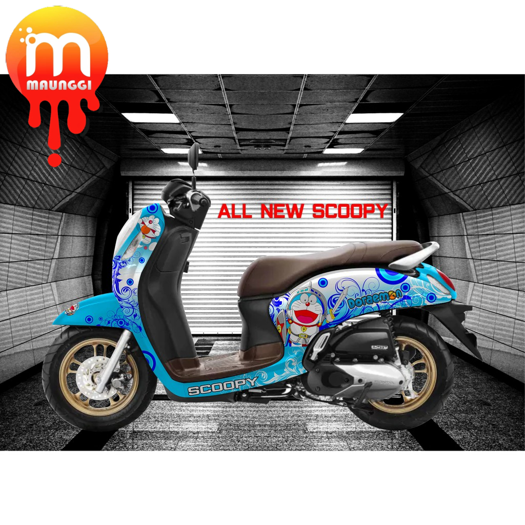Striping scoopy fi 2019 full body Stiker motor scoopy varisi Decal scoopy full body motif doraemon