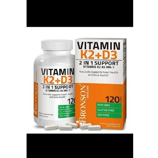 BRONSON VITAMIN D3 5000 IU K2 MK7 / D3 5000IU / K2 D3, 120 CAPS - 120 CAPS, 250CAPS