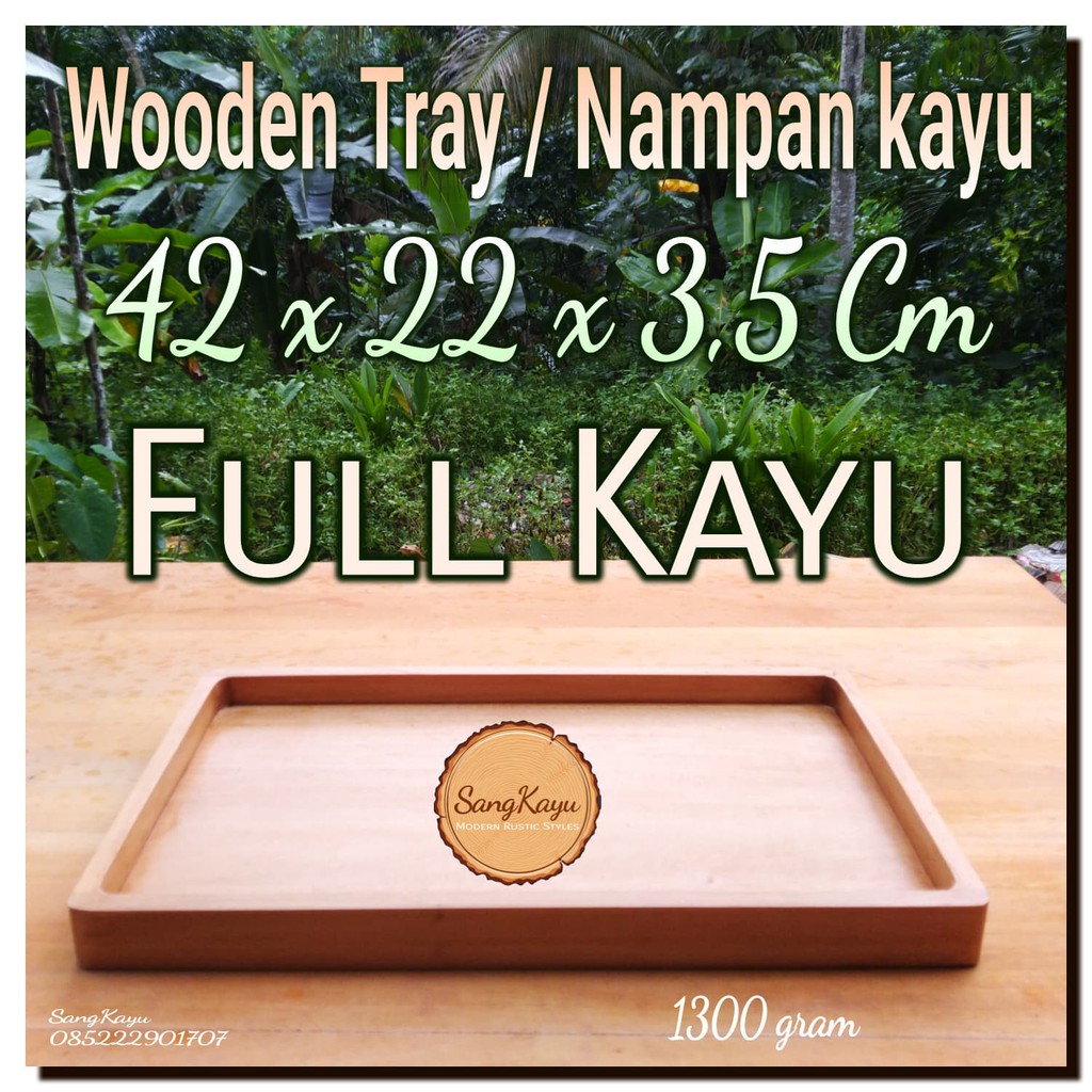 Nampan kayu 42x22x3,5 Wooden tray full Kayu kotak seserahan hantaran