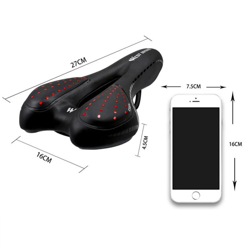 West Biking Jok Sadel Sepeda Bike Saddle Silicone Gel Cushion PU Leather - YP0801086 - Black