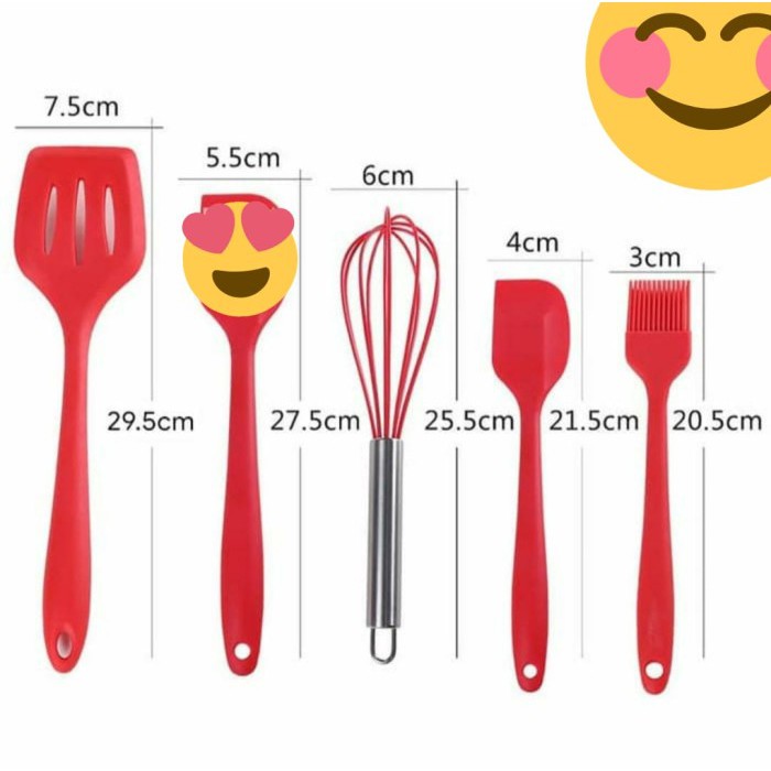 [COD] SPATULA SET SILICON 5PCS - ALAT MASAK KITCHEN TOOLS SET