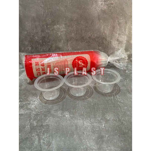 Gelas Plastik 50ml dan 65ml isi 50pcs Cup Bening Kecil agar Puding