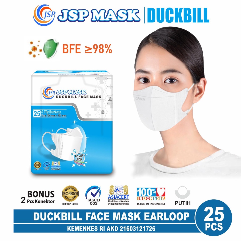 (BISA COD) Masker Duckbill JSP Sudah kemenkes / Masker Duckbill / Masker JSP SATUAN SM11 / JSP MASK