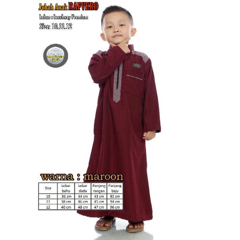 Jubah Anak Rafvero usia 10 sampai 12 tahun - RAFVERO ORIGINAL