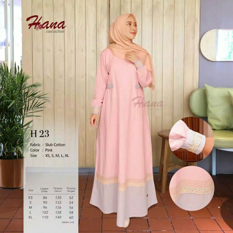 GAMIS DEWASA HANA COOL ACTION HANA H 23 TERBARU FASHION MUSLIM DRESS DEWASA
