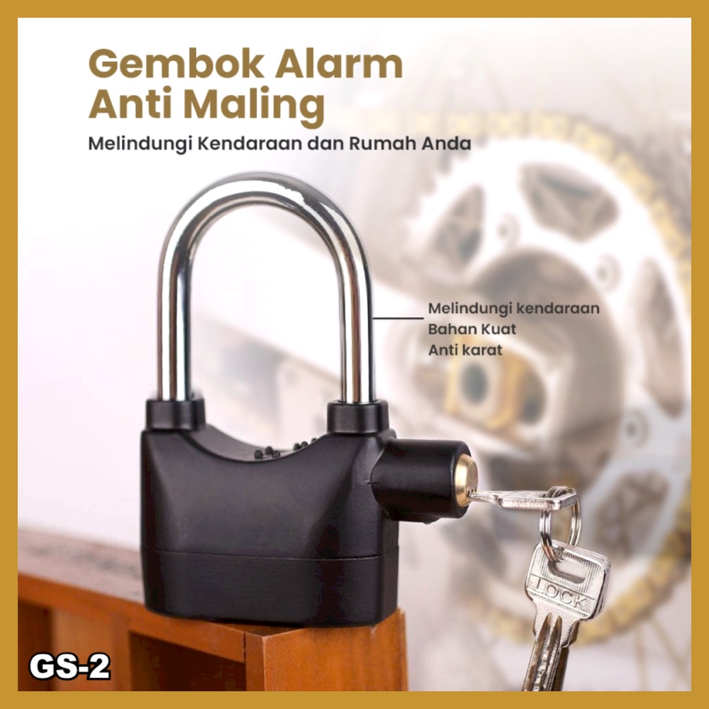 Gembok Alarm Suara Ring Panjang Kunci Gembok Anti Maling Gembok Motor Anti Curi Ring Panjang Pendek GOSHOP88