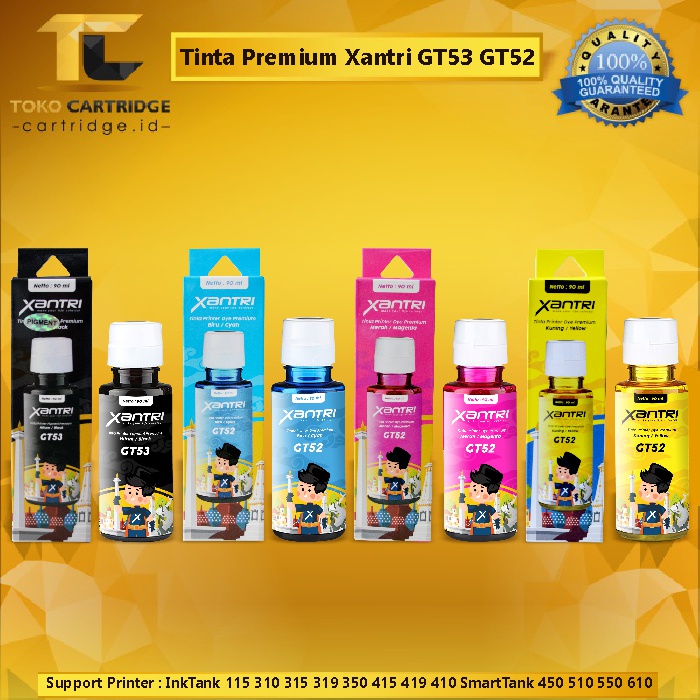 Tinta Premium Xantri GT52 T53 Printer GT5810 GT5820 All in One Ink Tank 115 310 315 319 350 415 419