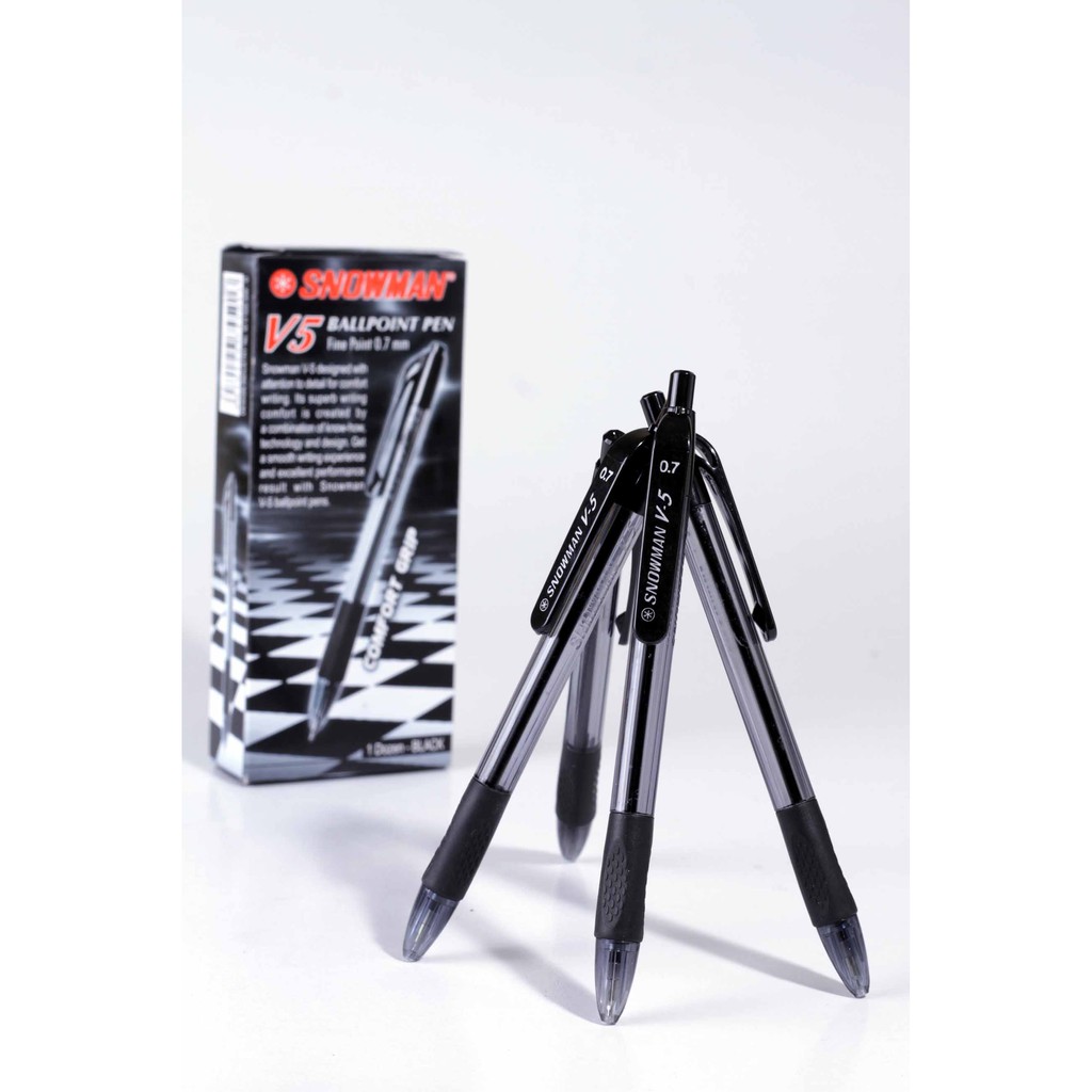 

Pulpen Snowman V5 Hitam Sekolah Kantor / Ballpoint Bolpen Pena Bolpoint