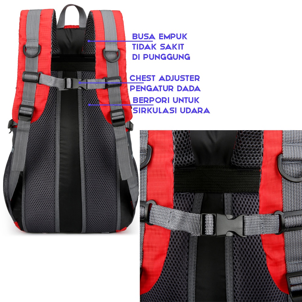 Tas Punggung Pria Ransel Gendong Backpack Cowo Favor Netbeg 25 Liter BONUS Gratis JAS HUJAN Rain Cover