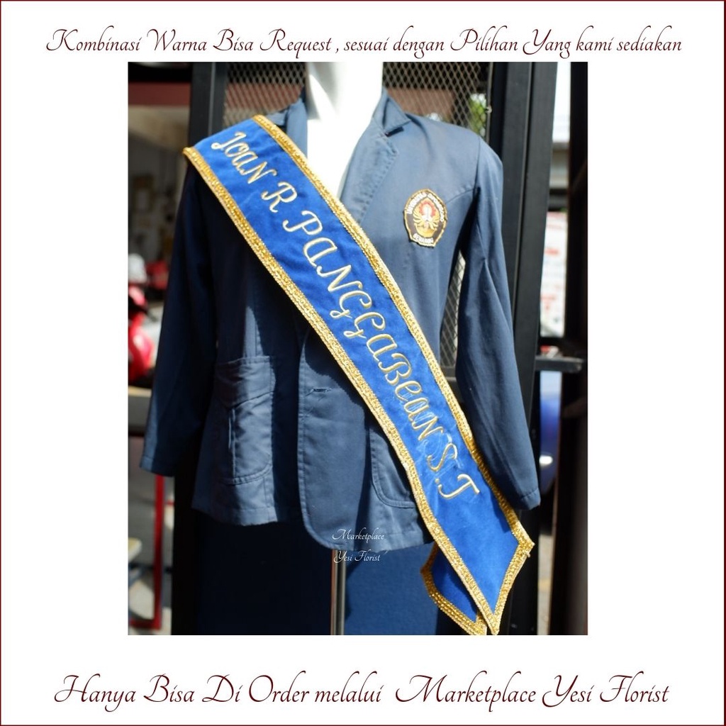 (1HARI JADI)Selempang Wisuda Bordir Kain Beludru Murah || Selempang wisuda || Selempang wisuda bludr