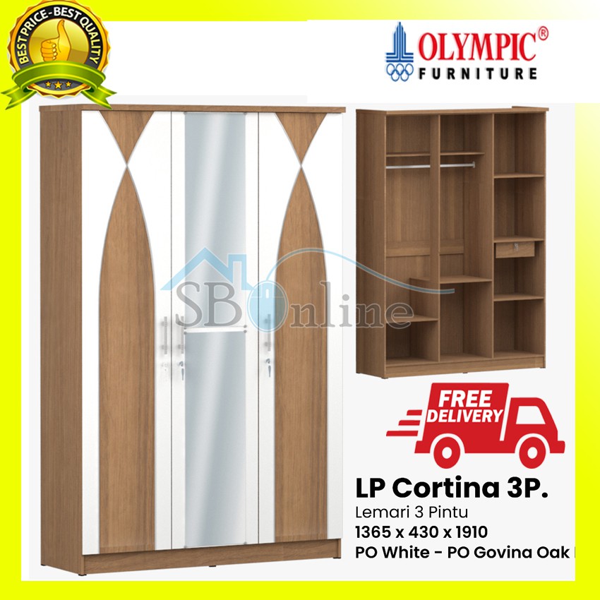 OLYMPIC Lemari Pakaian Motif Kayu 3 Pintu - LP Cortina 3P