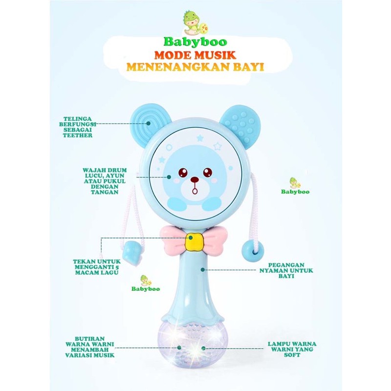 Mainan Anak Tongkat Genggam Ajaib Rattle Stick Mainan Bayi + LED + Music Rattle Drum