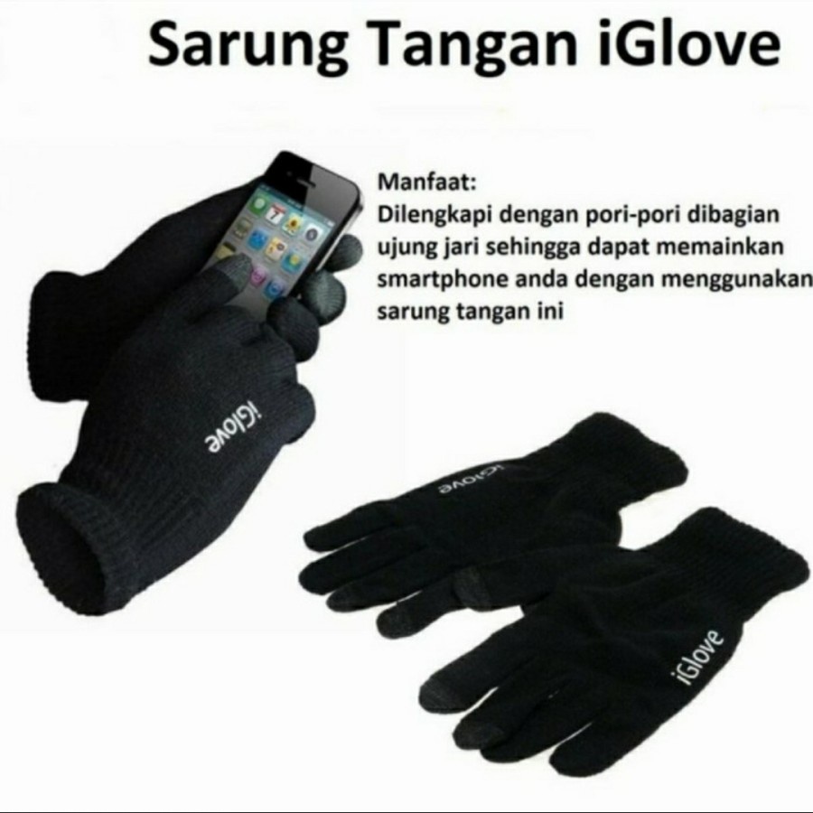 IGLOVE SARUNG TANGAN IGLOVE CAPACITIVE TOUCH SCREEN FULL BLACK ORIGINAL - BDC