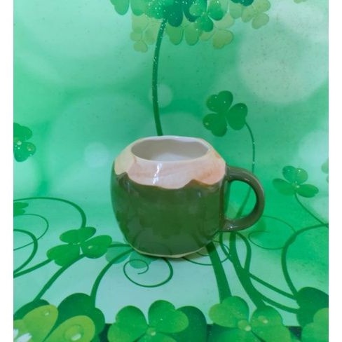 Gelas mug keramik batok kelapa asli model kelapa muda cantik unik