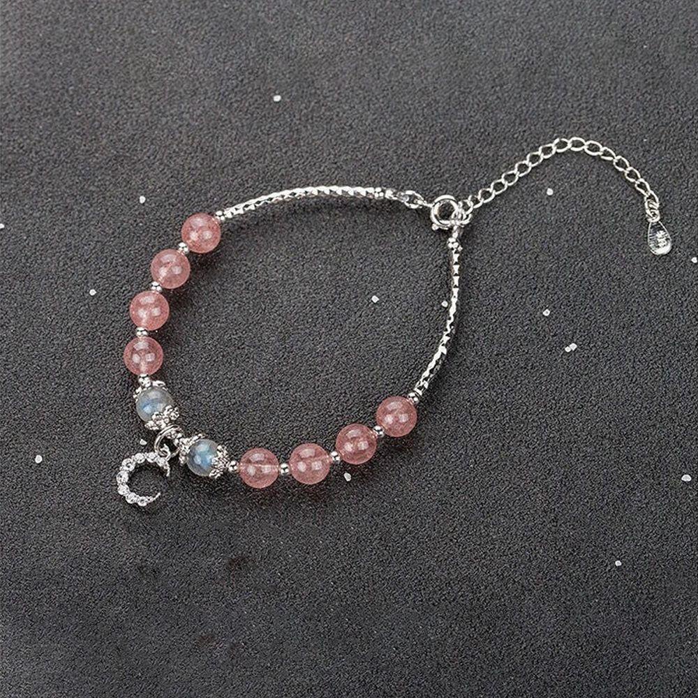 Needway Strawberry Kristal Gelang Manis Vintage Zirkon Bintang Tangan Jewerly Manik-Manik Beruntung Transfer Wanita Gelang