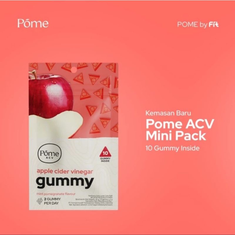 Mini Pack Tester Pome ACV Gummy Cuka Apel Apple Cider Vinegar Suplemen Diet Vegan (10 butir)