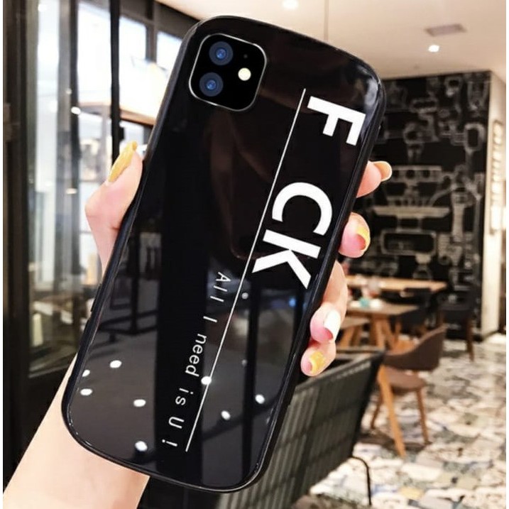 Costum Plat Soft Case Glass Kaca For Oppo/Vivo/Xiaomi/Realme/Samsung/Iphone