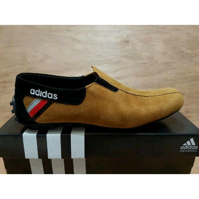 Adidas Sepatu Slip On Pria Casual Messi Tan Coklat Navy Biru Dongker Kulit Suede