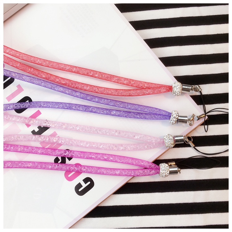 Rhinestone net lanyard ponsel tali halter Crystal ponsel lanyard tali gantung jala lanyard untuk len