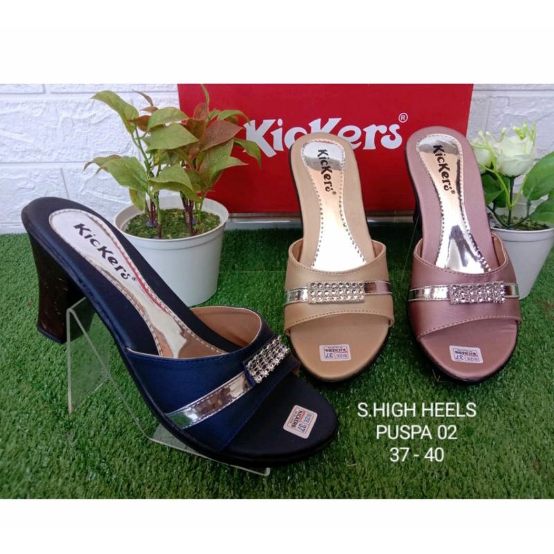 (COD)SANDAL HILS KICKERS WANITA HILS PUSPA 7CM HIGH HEELS ANDIN TERBARU