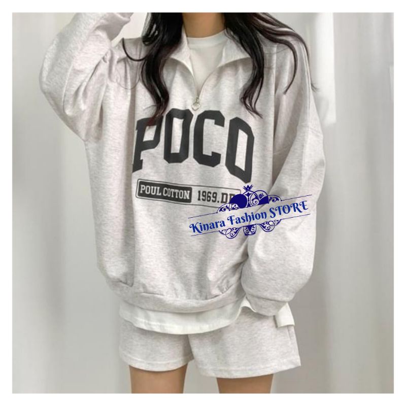 POCO COLAR Sweater Wanita | Sweater Kerah | Sweater Oversize bahan fleece