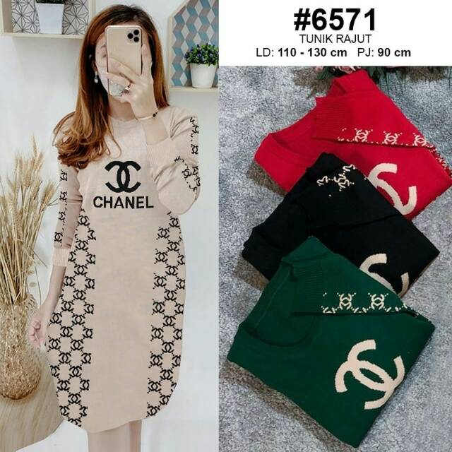 TUNIK RAJUT CHANEL PREMIUM IMPORT 6571