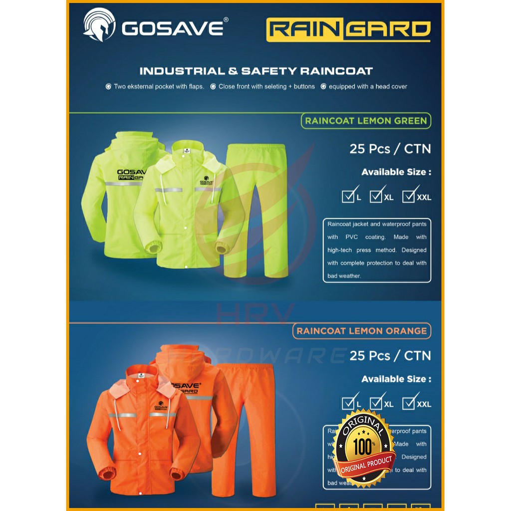 Jas Hujan RAINGARD Industrial Safety Raincoat Setelan Baju Celana Motor Tebal dan Modis