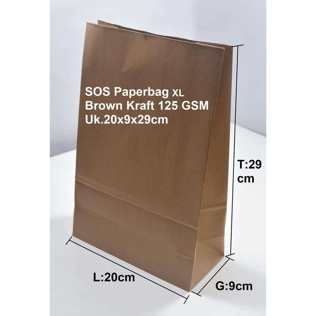 

Paperbag SOS XL Coklat 20x9x29cm 25 Pcs NON TALI
