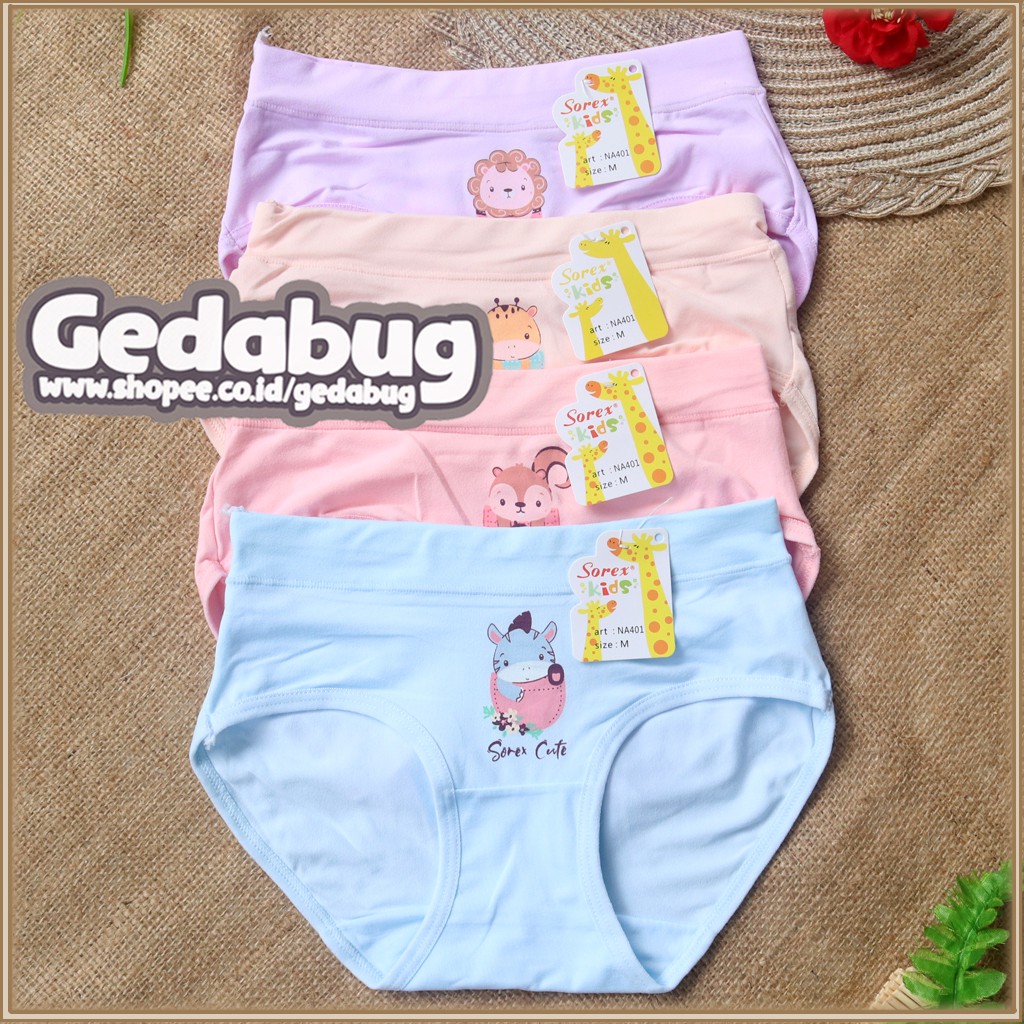 3 Pcs - CD Celana dalam anak Perempuan Girl Sorex NA 401 Super soft | Size M-XL Gedabug