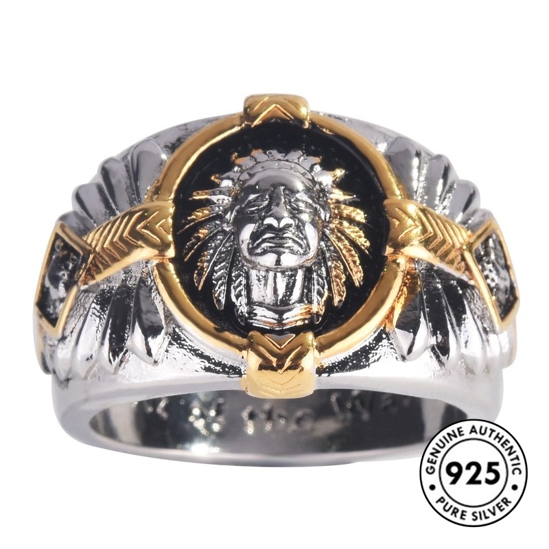 Cincin Desain Potret Totem Bahan S925 Silver