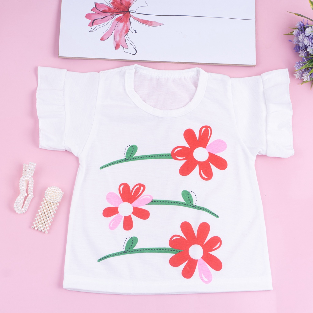 IL - Baju Kaos Anak Dan Bayi Perempuan Model Tangan Terompet