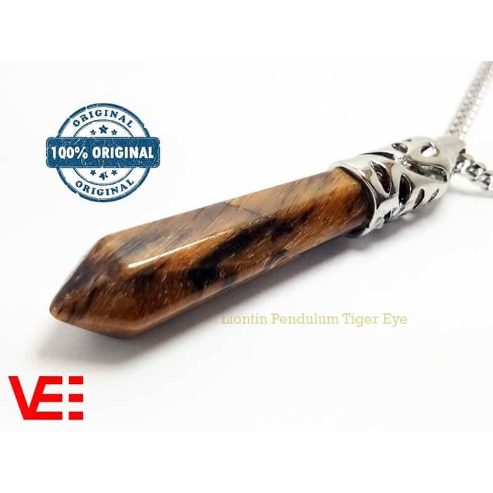 Jual Murah Vee Kalung Kesehatan Liontin Pendulum Batu Tiger Eye Coklat