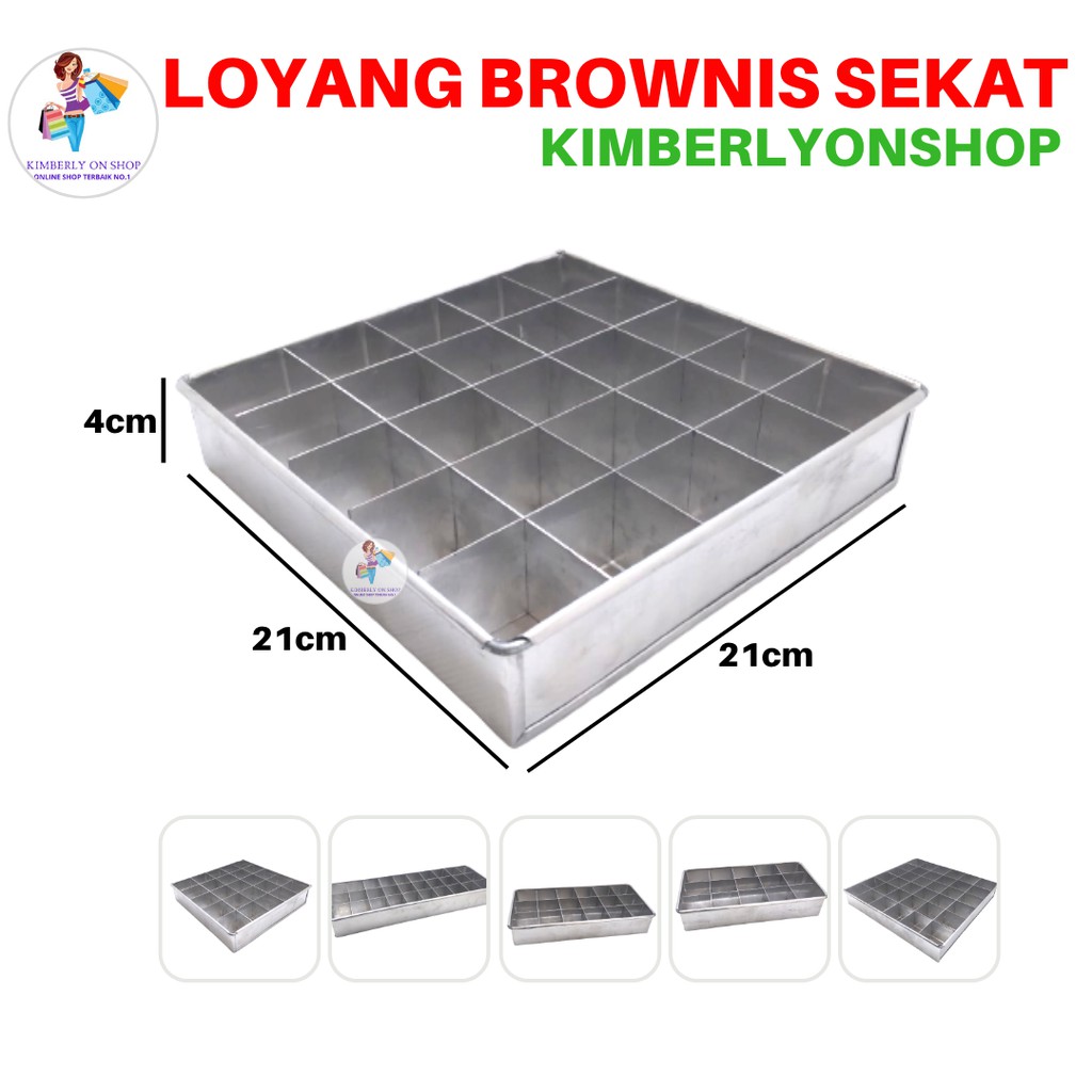 Kimberlyonshop Loyang Kue Kotak Brownies Sekat Aluminium Cetakan Bolu