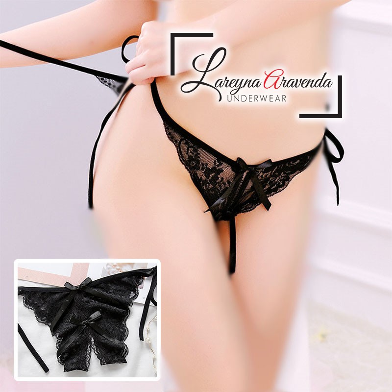 (COD) Sexy Open G String Wanita Tali Celana Dalam Transparan Thong Ukuran Besar CD020