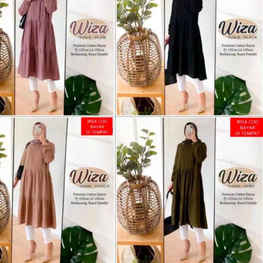 Baru - Wiza Tunik Bahan Katun Rayon Size Fit To XL Atasan Wanita Muslim 2020 . Tunik Muslim Murah