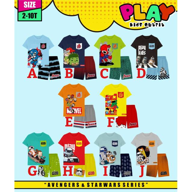 PLAY KIDS Outfit dengan tema Avengers & Starwars series