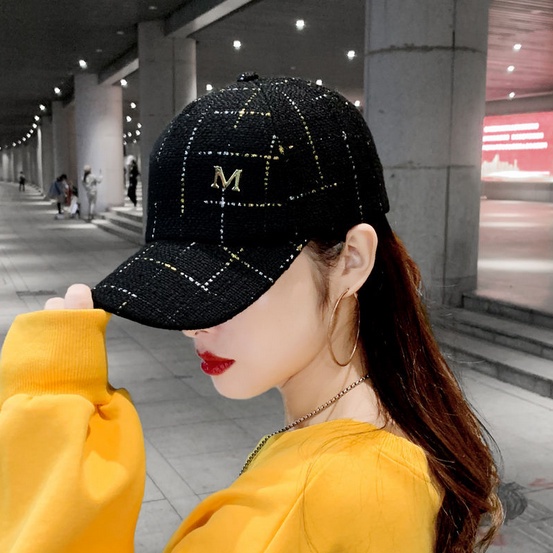 Topi Baseball Pria Wanita Unisex Aksen Rajut Kotak Huruf M Casual Cap Olahraga Golf Sport Import TWB