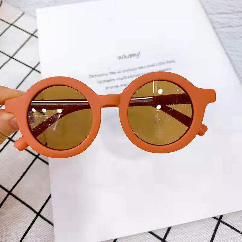 Kacamata Hitam Bingkai Bulat Anti Ultraviolet Anak/Laki-Laki Perempuan Fashion Import-Orange
