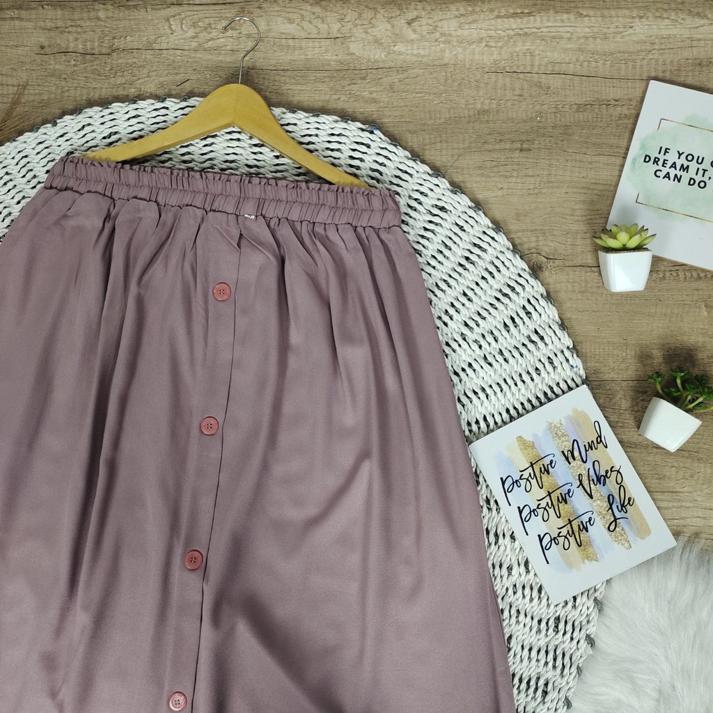 ROK SUPER JUMBO 100KG KE ATAS BUTTONSKIRT BIGSIZE - BISA COD - BUMIL - BAHAM ADEM GAK NERAWANG-DUSTY PURPLE