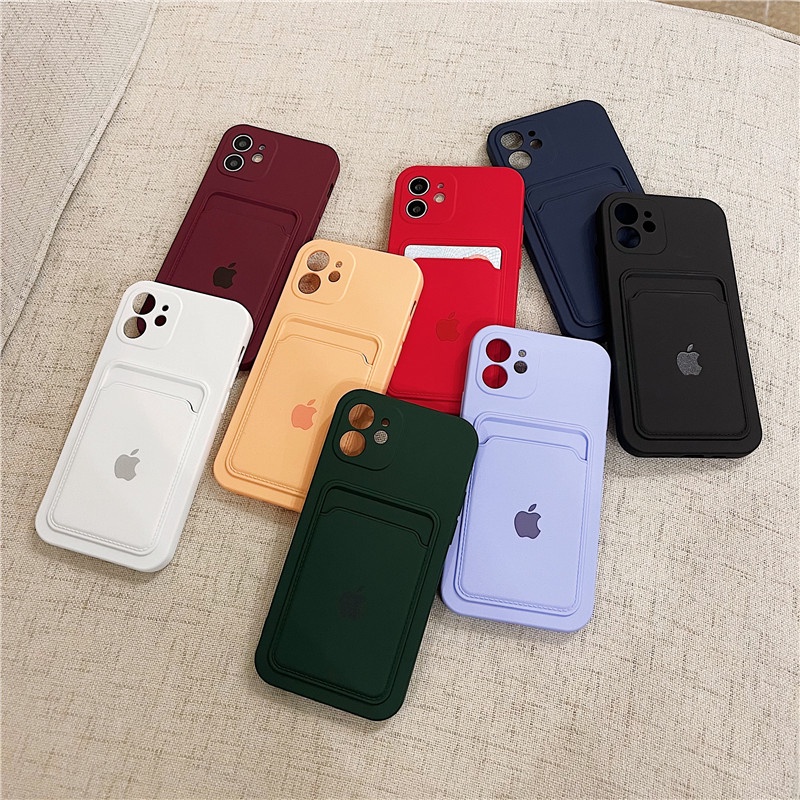 Liquid Silicone iphone case with Card package Cover for iphone 12 pro max 7plus 11 11 pro max XS XS MAX XR 8plus 7+ 8 SE 2020 casing iphone soft case