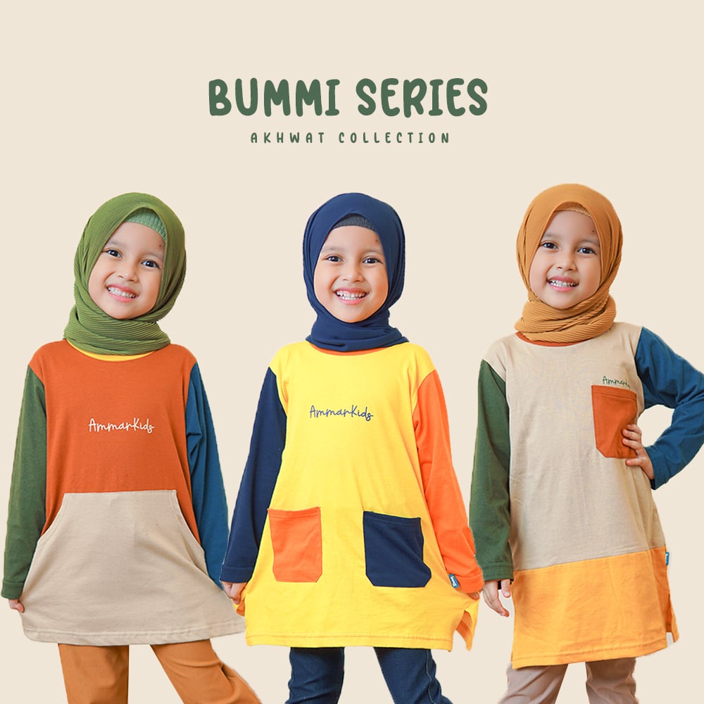 Ammar Kids Tunik Anak - Kaos Anak Perempuan Warna Polos