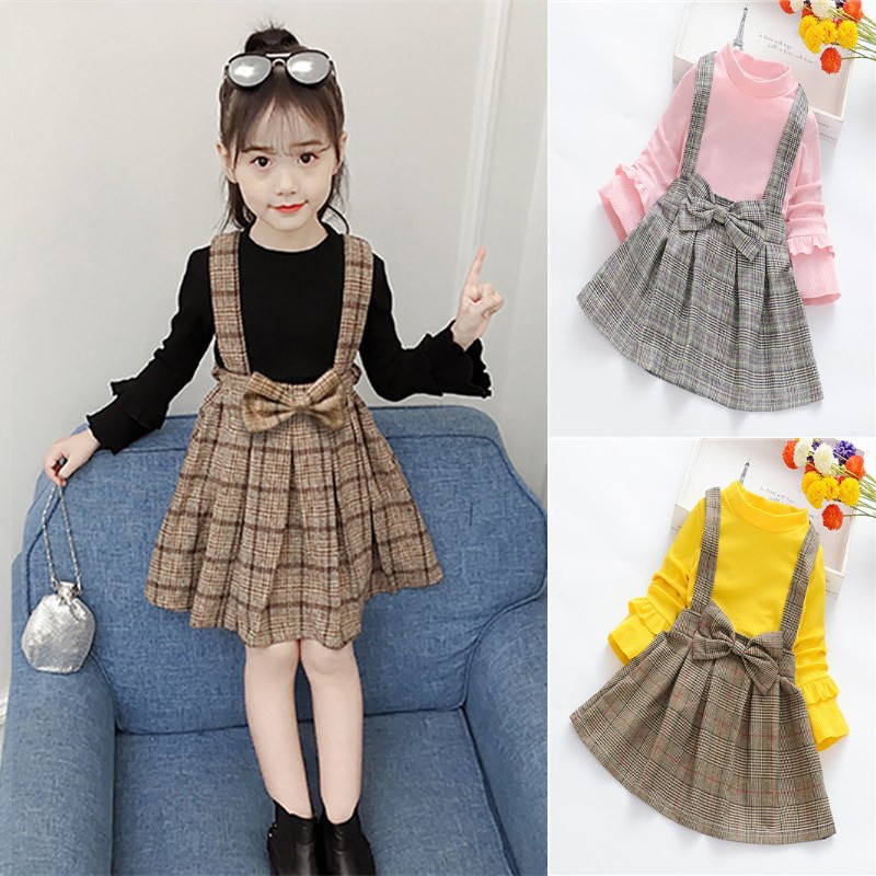IU Dress Lengan Panjang Motif Kotak kotak untuk Anak IU Dress Lengan Panjang Motif Kotak kotak untuk Anak