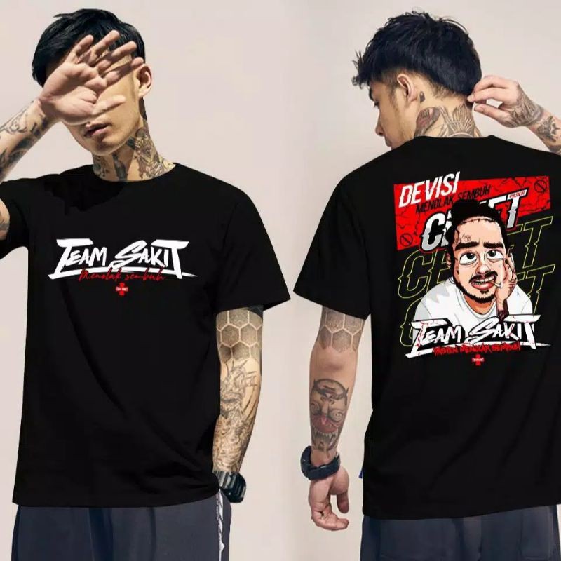 Fourfashion Kaos Pria Kaos Distro TEAM SAKIT MENOLAK SEMBUH Black FN358