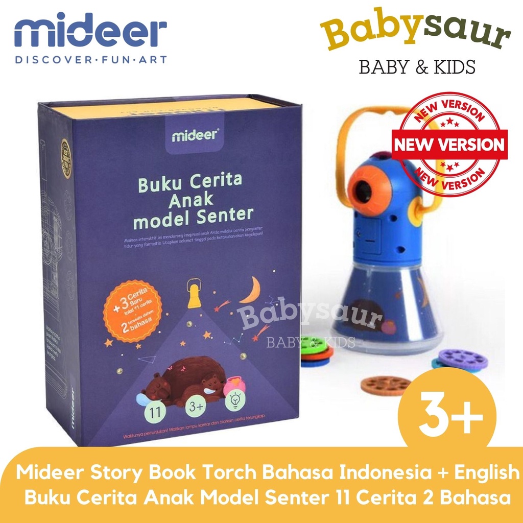 Mideer Buku Cerita Anak Model Senter VERSI TERBARU 11 Cerita + Bahasa Indonesia Inggris Storybook Pr