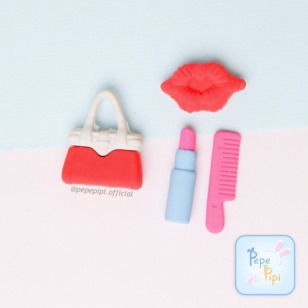 Penghapus Lipstick Pouch Eraser Sisir Tas Bibir Mini Cola Setip Fancy Anak Lucu Hapusan Pensil