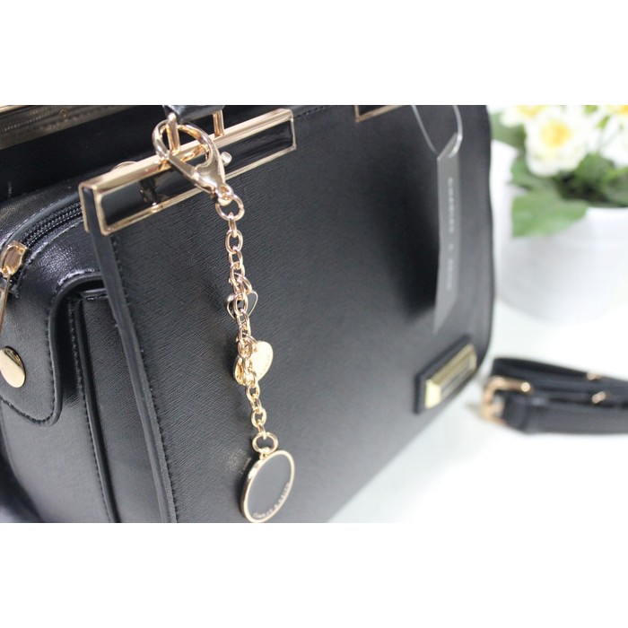 Tas Fashion Wanita Branded Charles Keith 3 Jours Behel Mini Warna Gold