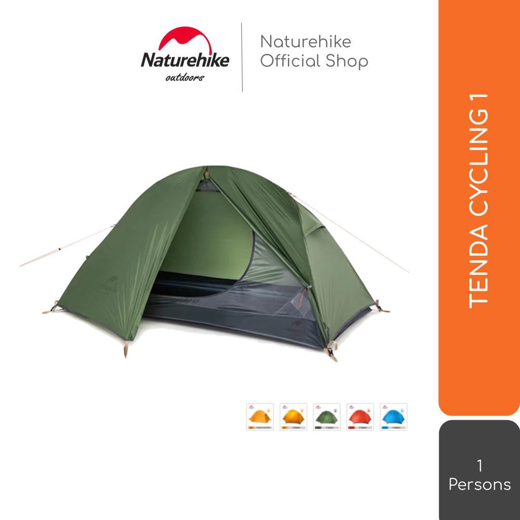 Naturehike Tenda Cycling Kapasitas 1 Orang Nh18A095-D 20D 210T Camping Ultralight 1P Double Layer